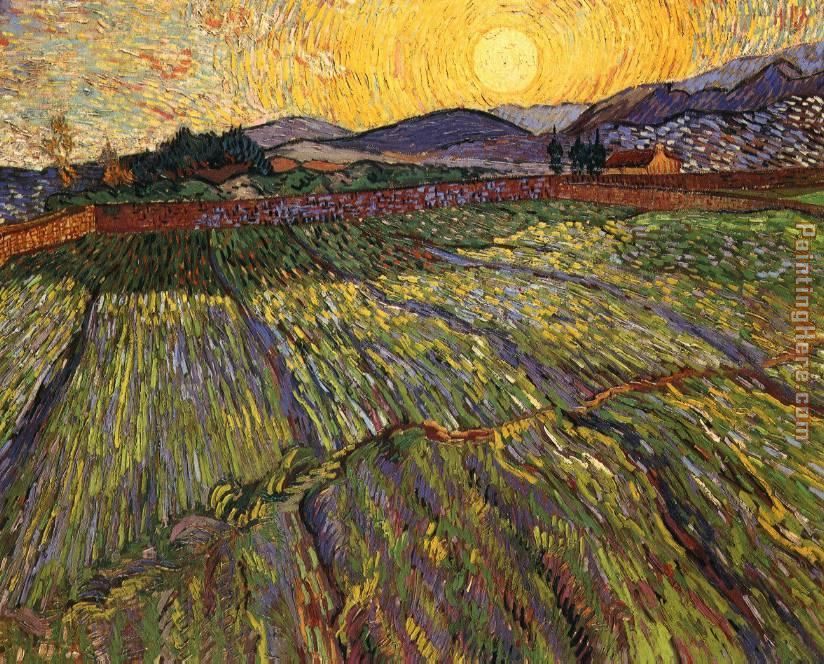 Wheat Field with Rising Sun painting - Vincent van Gogh Wheat Field with Rising Sun art painting